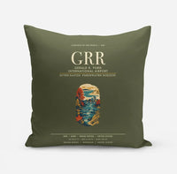 Thumbnail for Gerald R. Ford International Airport Grand Rapids (GRR) design on green army pillow