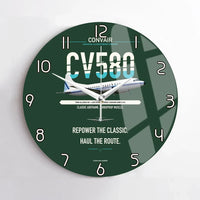 Thumbnail for Convair 580 design on dark green no frame wall clock