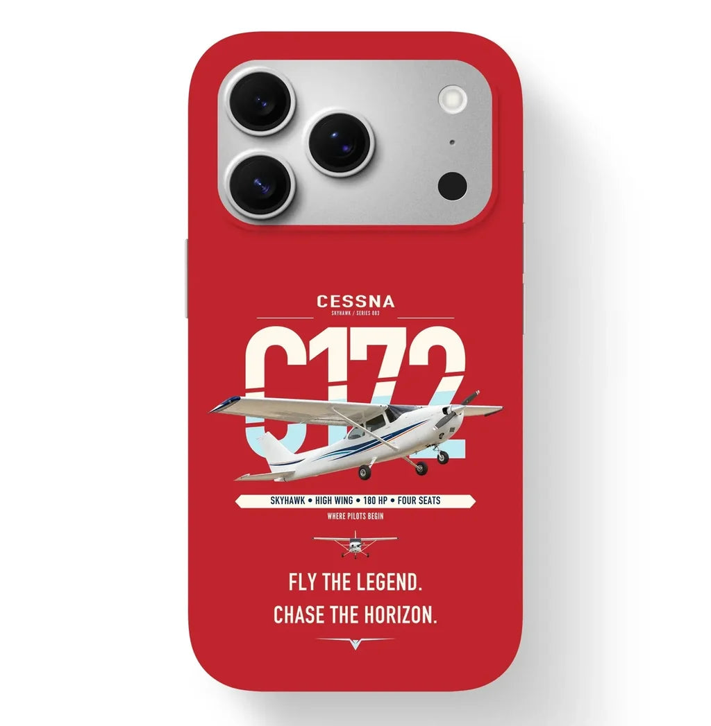Cessna 172 Skyhawk design on red magsafe iphone case, for iPhone 17 Pro