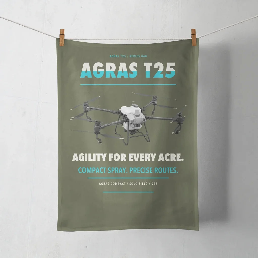 DJI Agras T25 design on green army towel