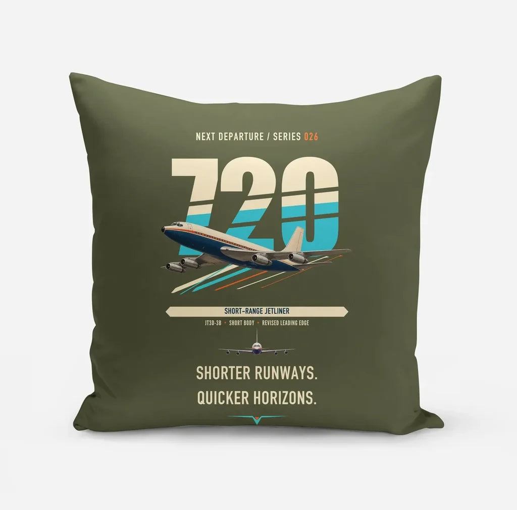 Boeing 720B design on green army pillow