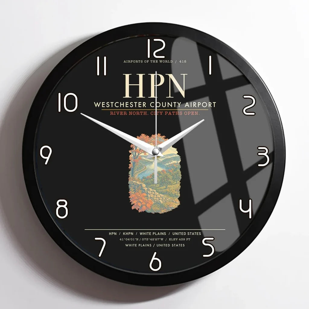 Westchester County Airport HPN Wall-Clock Framed - Black