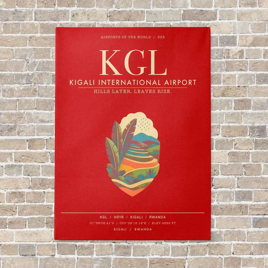Kigali International Airport KGL - Canvas Framed - Red