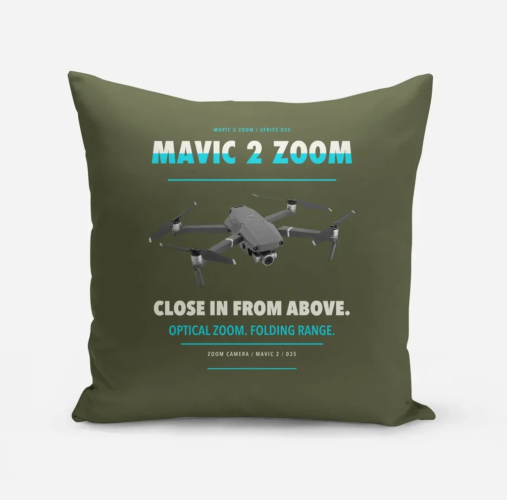 DJI Mavic 2 Zoom design on green army pillow