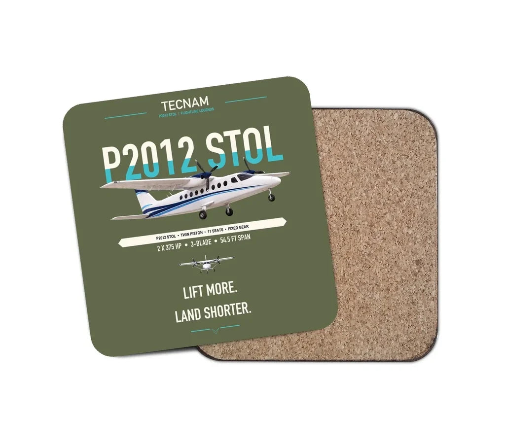 Tecnam P2012 STOL design on green army 1 piece coaster