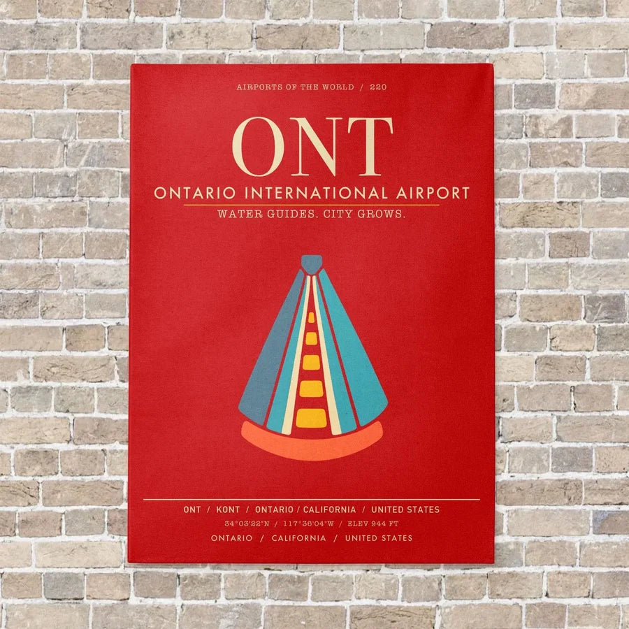 Ontario International Airport ONT - Canvas Framed - Red