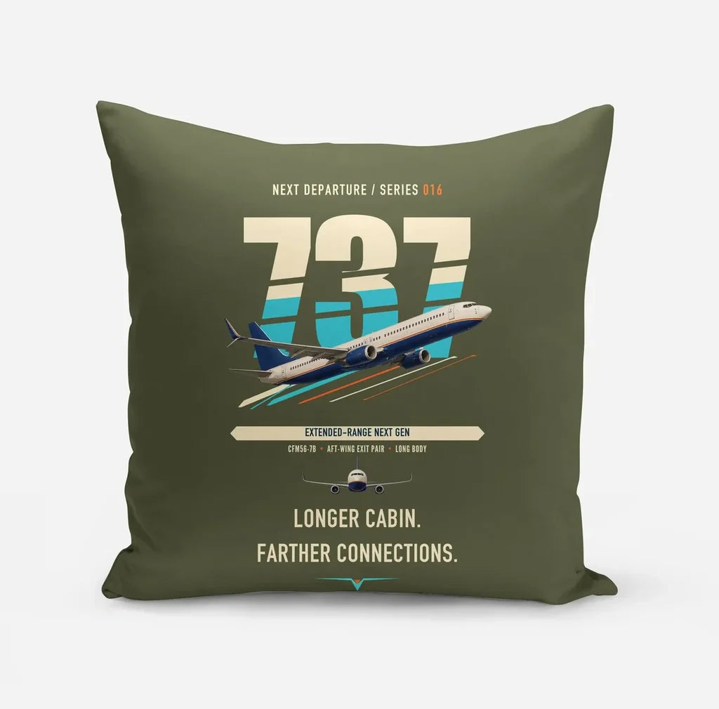 Boeing 737-900ER design on green army pillow