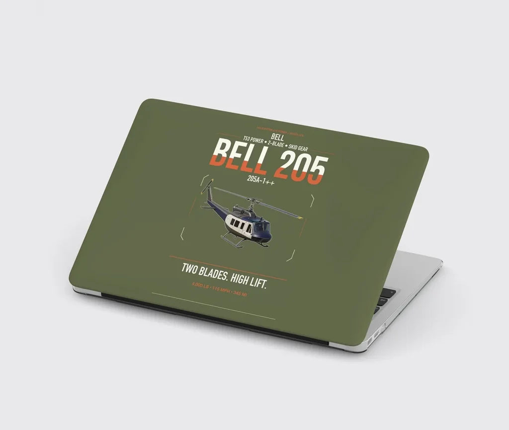 Bell 205A-1++ design on green army MacBook case