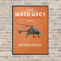 Thumbnail for Westland Wasp HAS1 vertical canvas print - framed - orange background