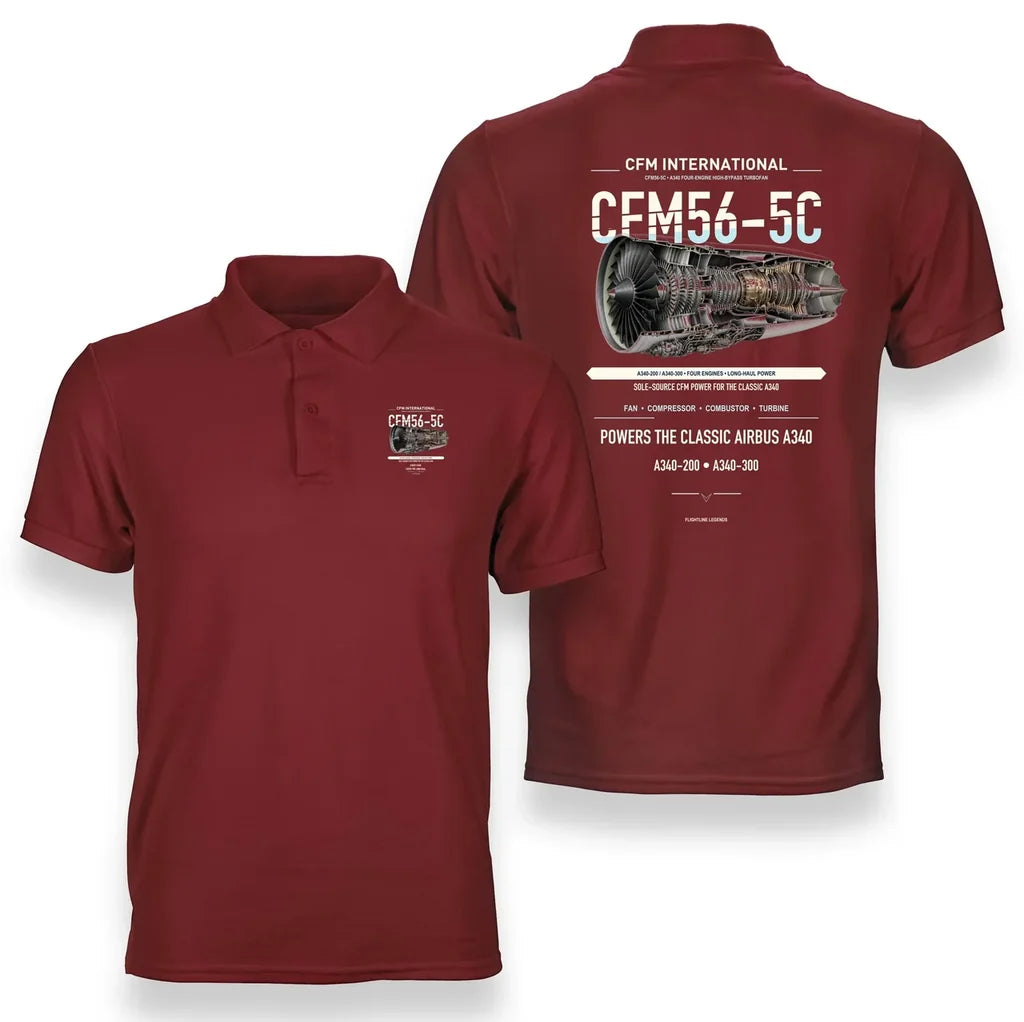 CFM56-5C design on red polo