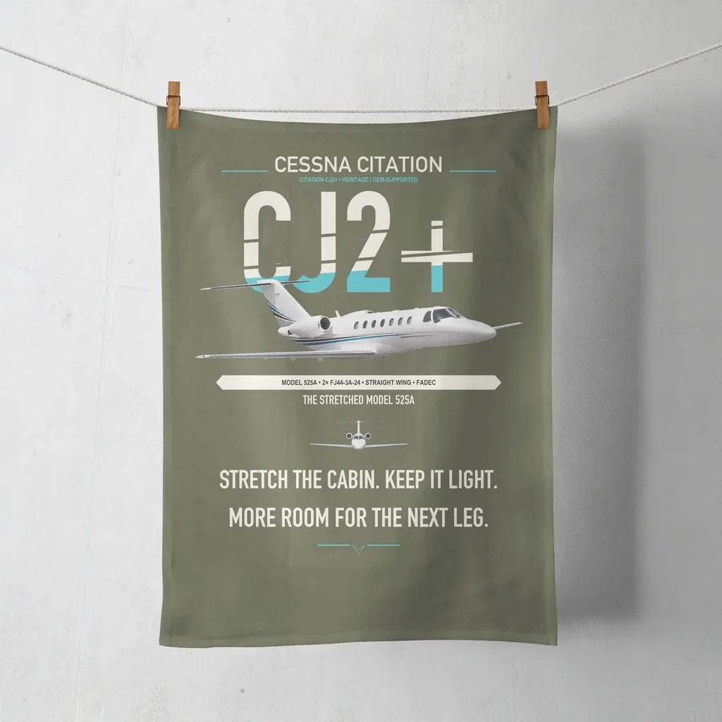 Cessna Citation CJ2+ design on green army towel