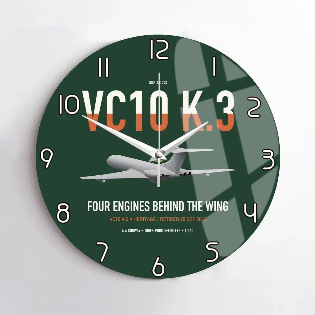 Vickers VC10 K.3 design on dark green no frame wall clock