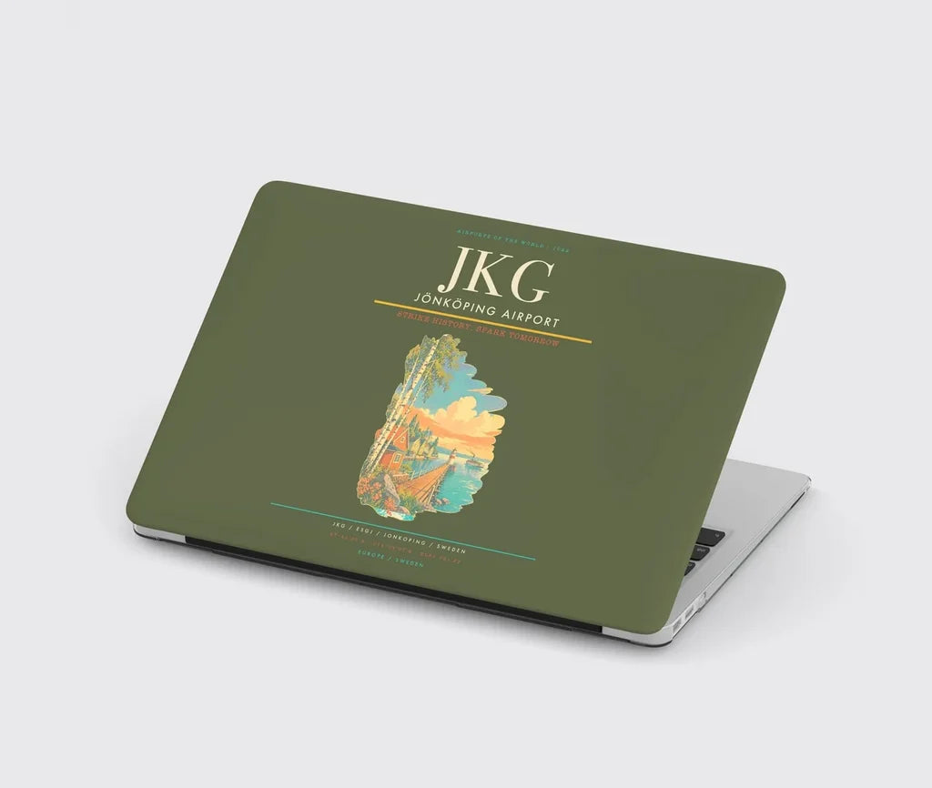Jönköping Airport (JKG) design on green army MacBook case