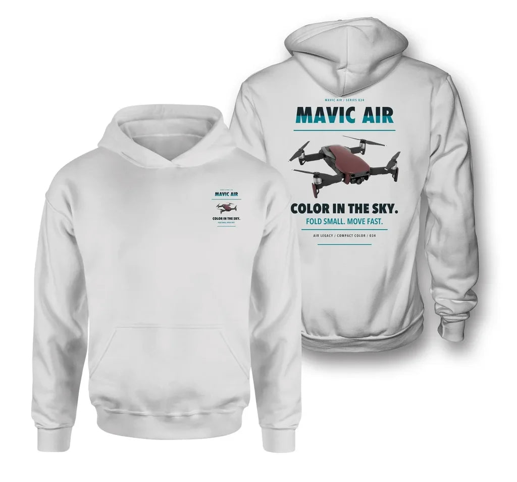 DJI Mavic Air design on white hoodie