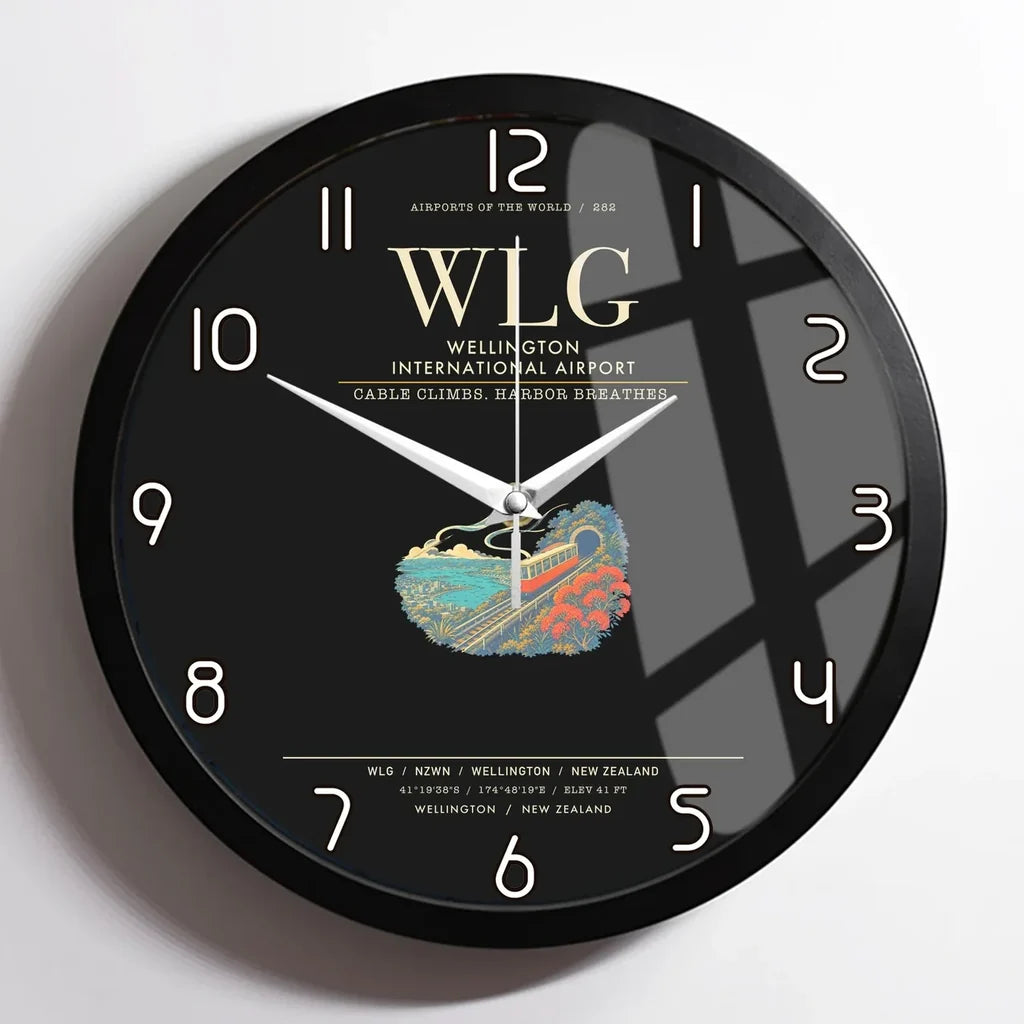 Wellington International Airport WLG Wall-Clock Framed - Black