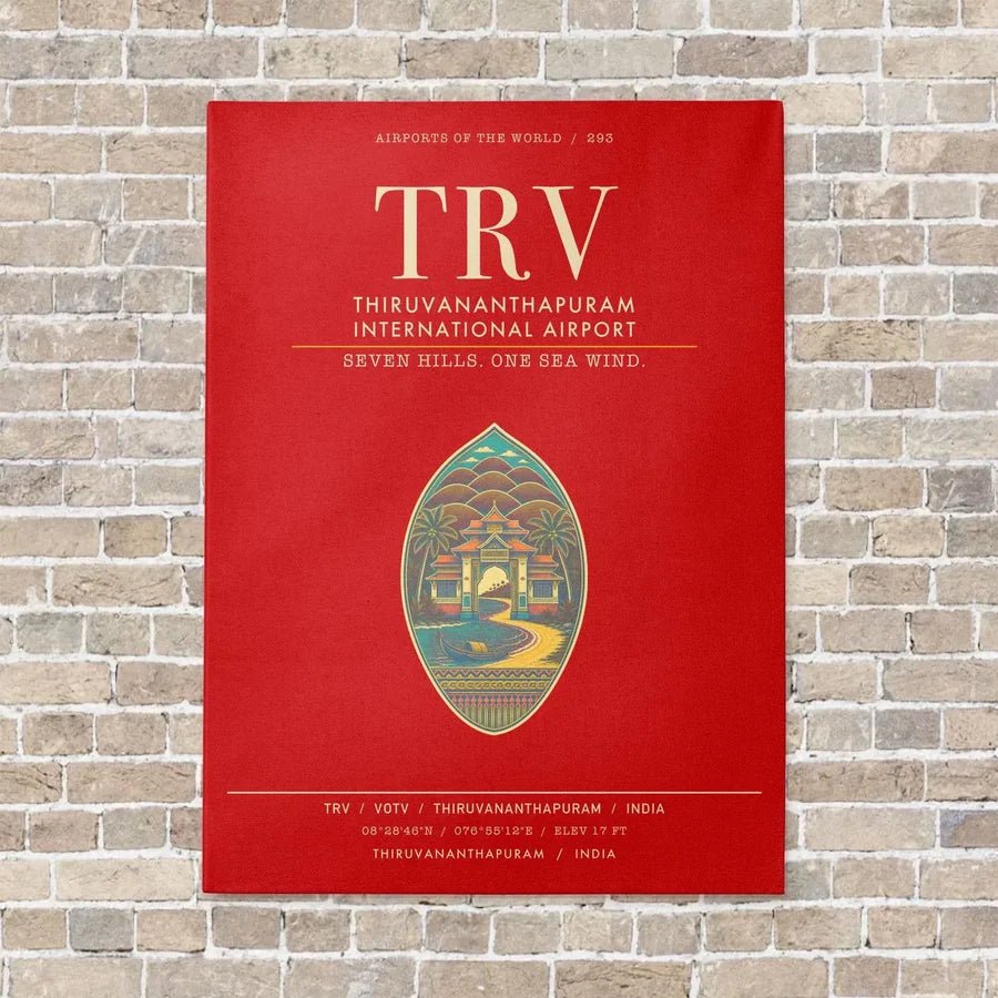 Thiruvananthapuram International Airport TRV - Canvas Framed - Red