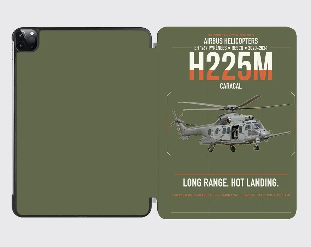 Airbus Helicopters H225M Caracal design on green army ipad tablet case