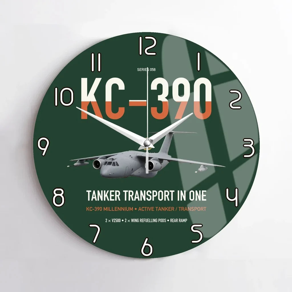 Embraer KC-390 Millennium design on dark green no frame wall clock