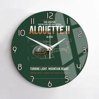 Thumbnail for Sud Aviation SE 3130 Alouette II design on dark green no frame wall clock