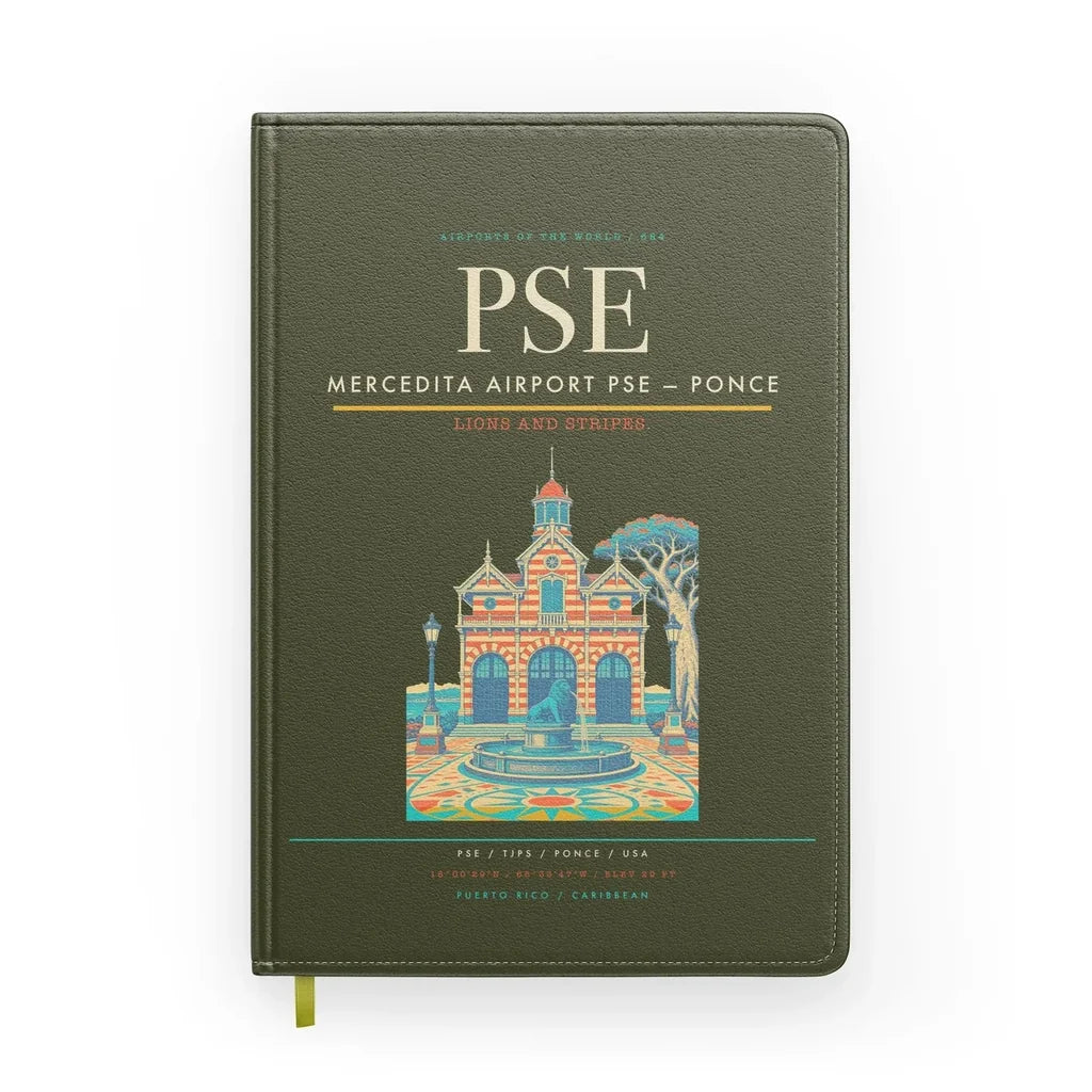 Mercedita Airport (PSE) design on green army notebook
