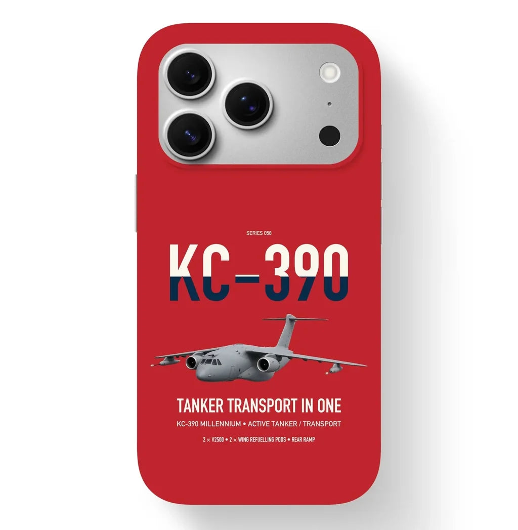 Embraer KC-390 Millennium design on red magsafe iphone case, for iPhone 17 Pro