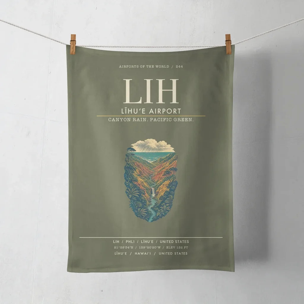 Līhuʻe Airport (LIH) design on green army towel