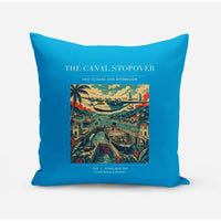 Thumbnail for VINTAGE G4077 - The Canal Stopover - Designed Pillows design on turquoise