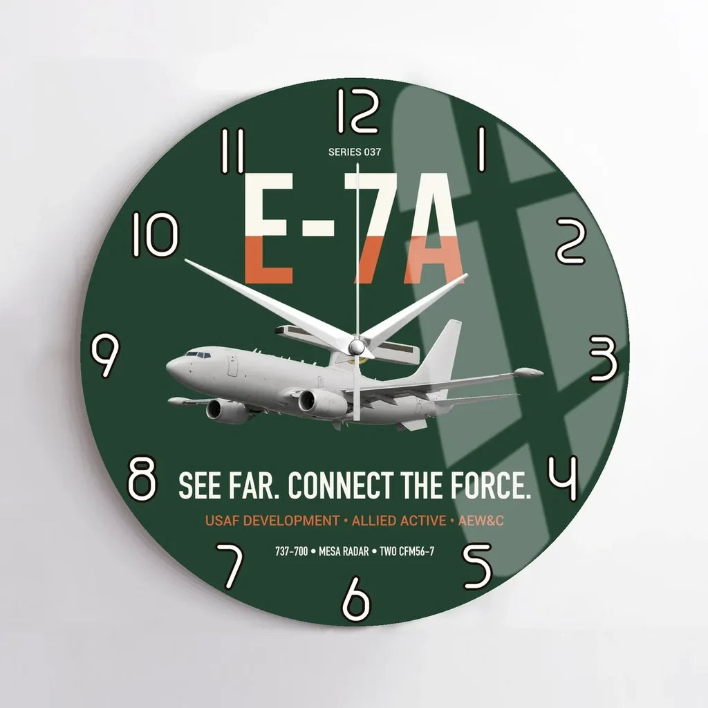 E-7A Wedgetail design on dark green no frame wall clock