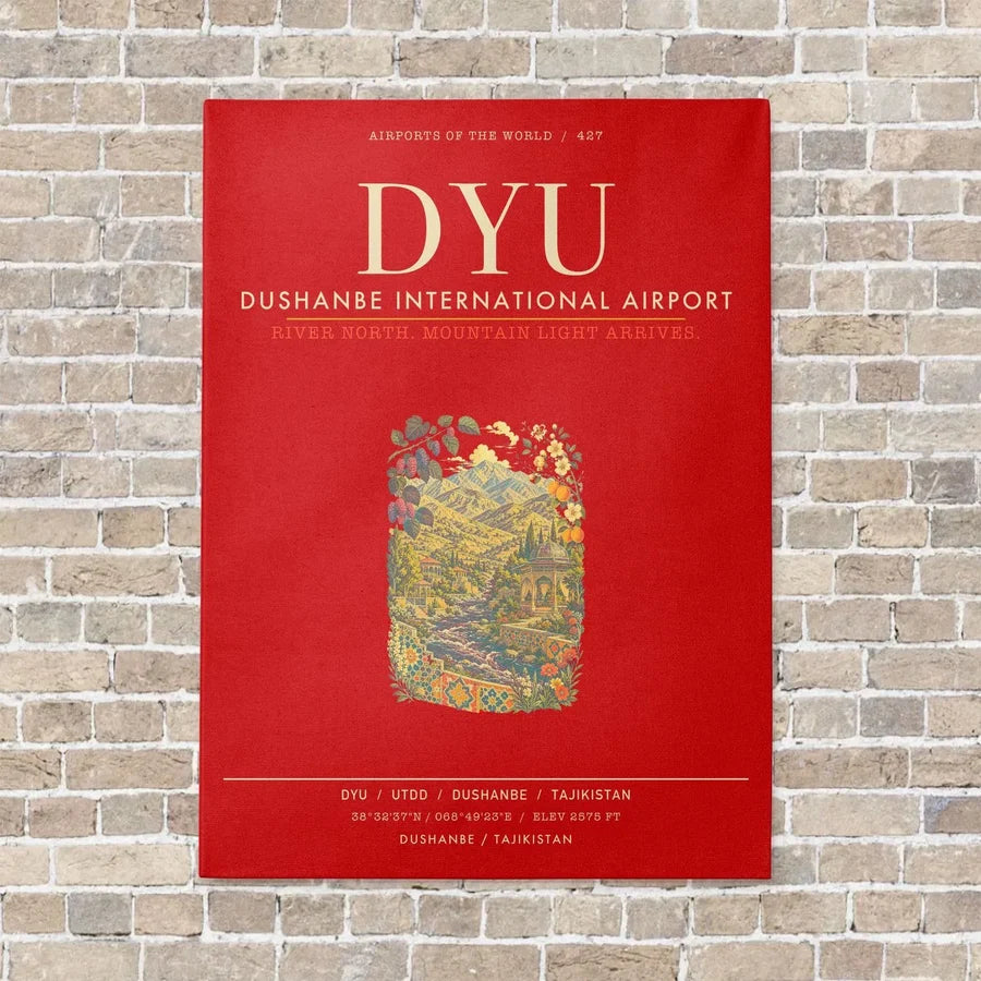 Dushanbe International Airport DYU - Canvas Framed - Red