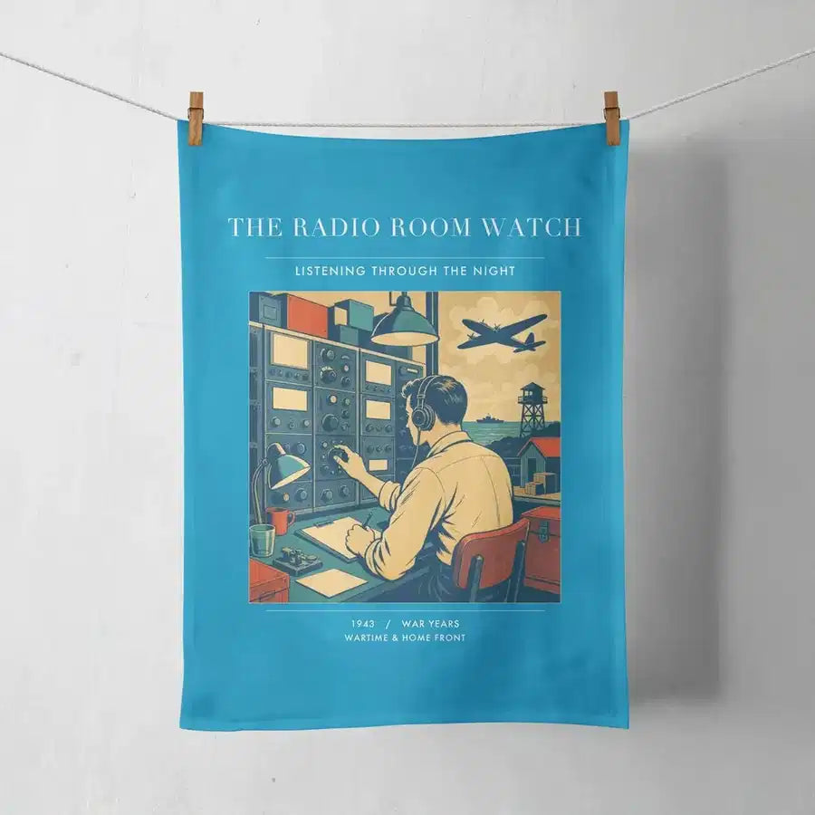 VINTAGE G4514 - The Radio Room Watch - Designed Towels design on turquoise