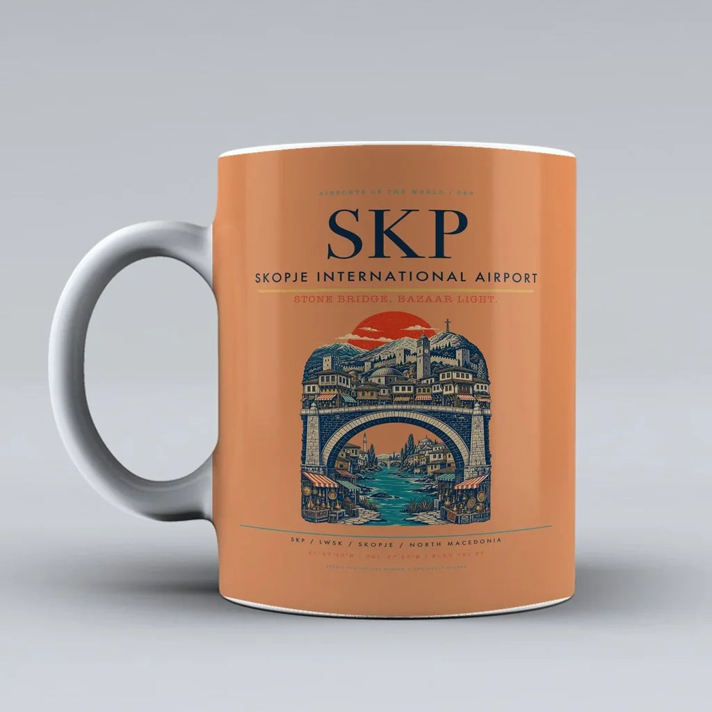 Skopje International Airport SKP Mug - Orange