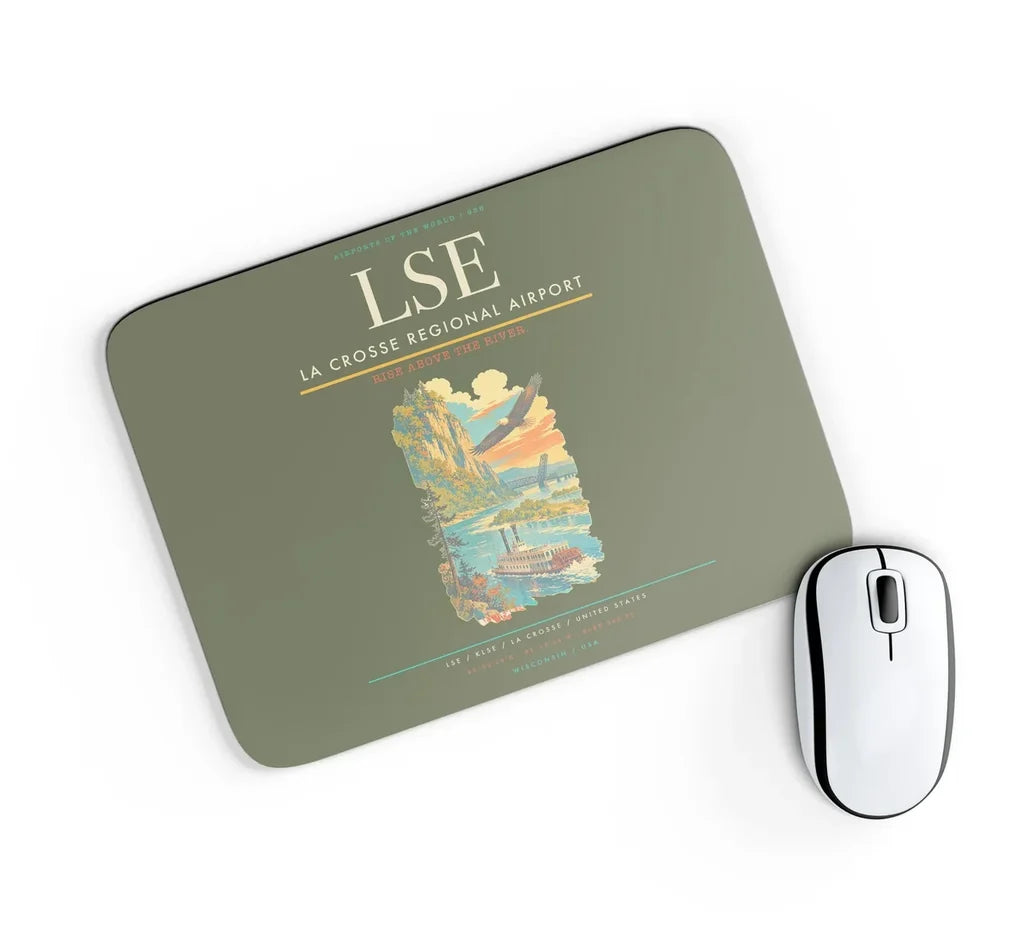 La Crosse Regional Airport (LSE) design on green army rectangle mouse pad