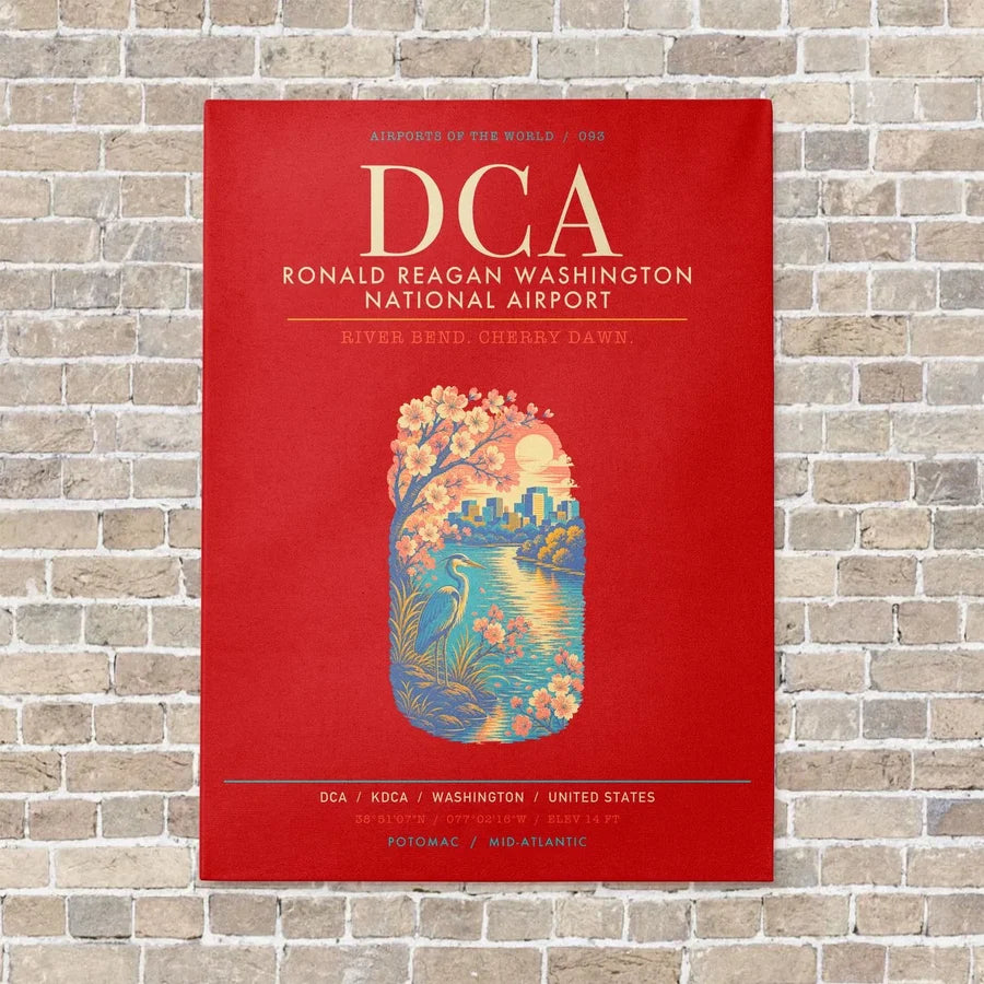 Ronald Reagan Washington National Airport DCA - Canvas Framed - Red