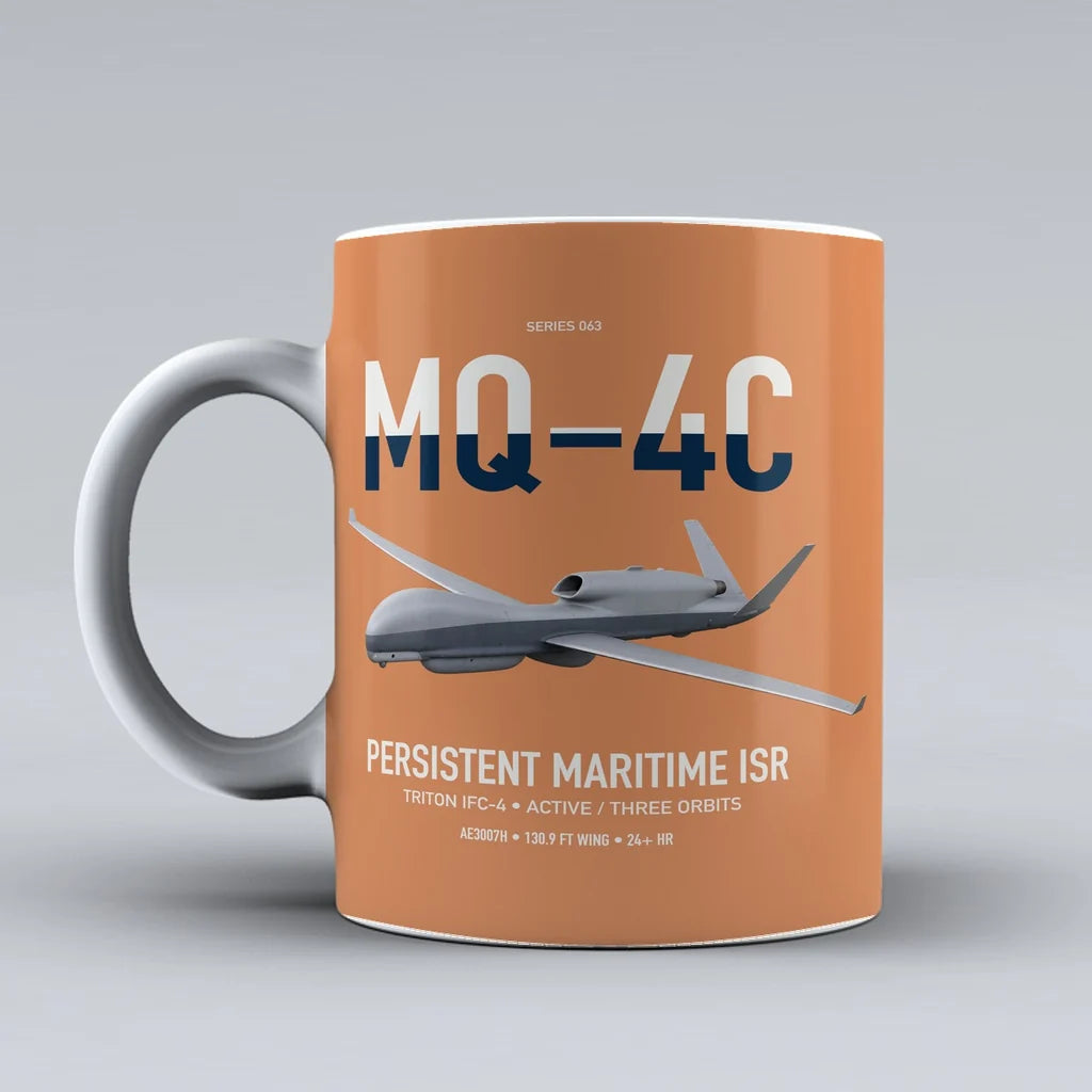 MQ-4C Triton IFC-4 design on orange ceramic mug, double-side print
