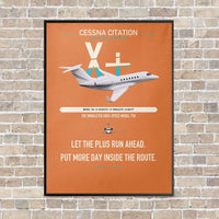 Thumbnail for Cessna Citation X+ vertical canvas print - framed - orange background