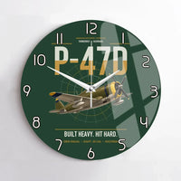 Thumbnail for P-47D Thunderbolt Razorback design on dark green no frame wall clock