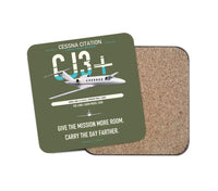Thumbnail for Cessna Citation CJ3+ design on green army 1 piece coaster