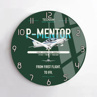Thumbnail for Tecnam P-Mentor design on dark green no frame wall clock