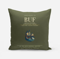 Thumbnail for Buffalo Niagara International Airport (BUF) design on green army pillow