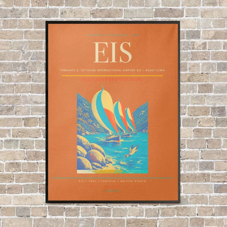 Terrance B. Lettsome International Airport EIS — Road Town vertical canvas print - framed - orange background