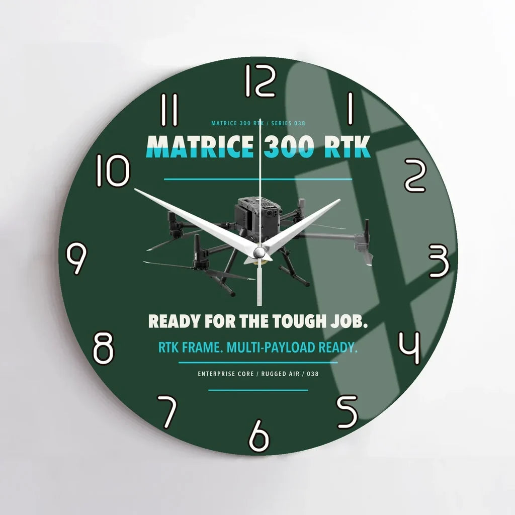 DJI Matrice 300 RTK design on dark green no frame wall clock