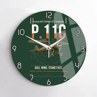 Thumbnail for PZL P.11c design on dark green no frame wall clock
