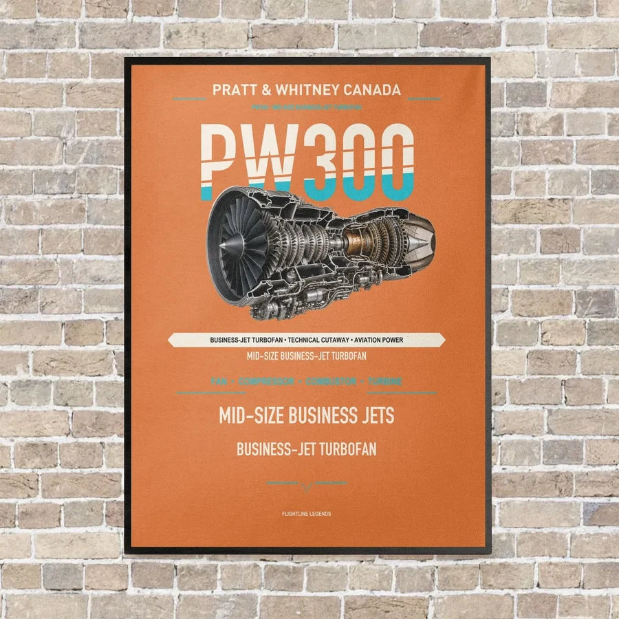 PW300 vertical canvas print - framed - orange background