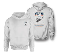 Thumbnail for Leonardo CH-149 Cormorant design on white double-side hoodie, double-side print