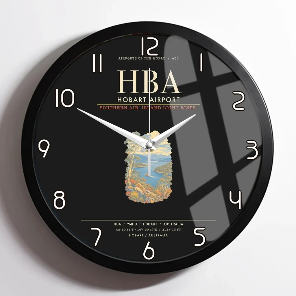 Hobart Airport HBA Wall-Clock Framed - Black