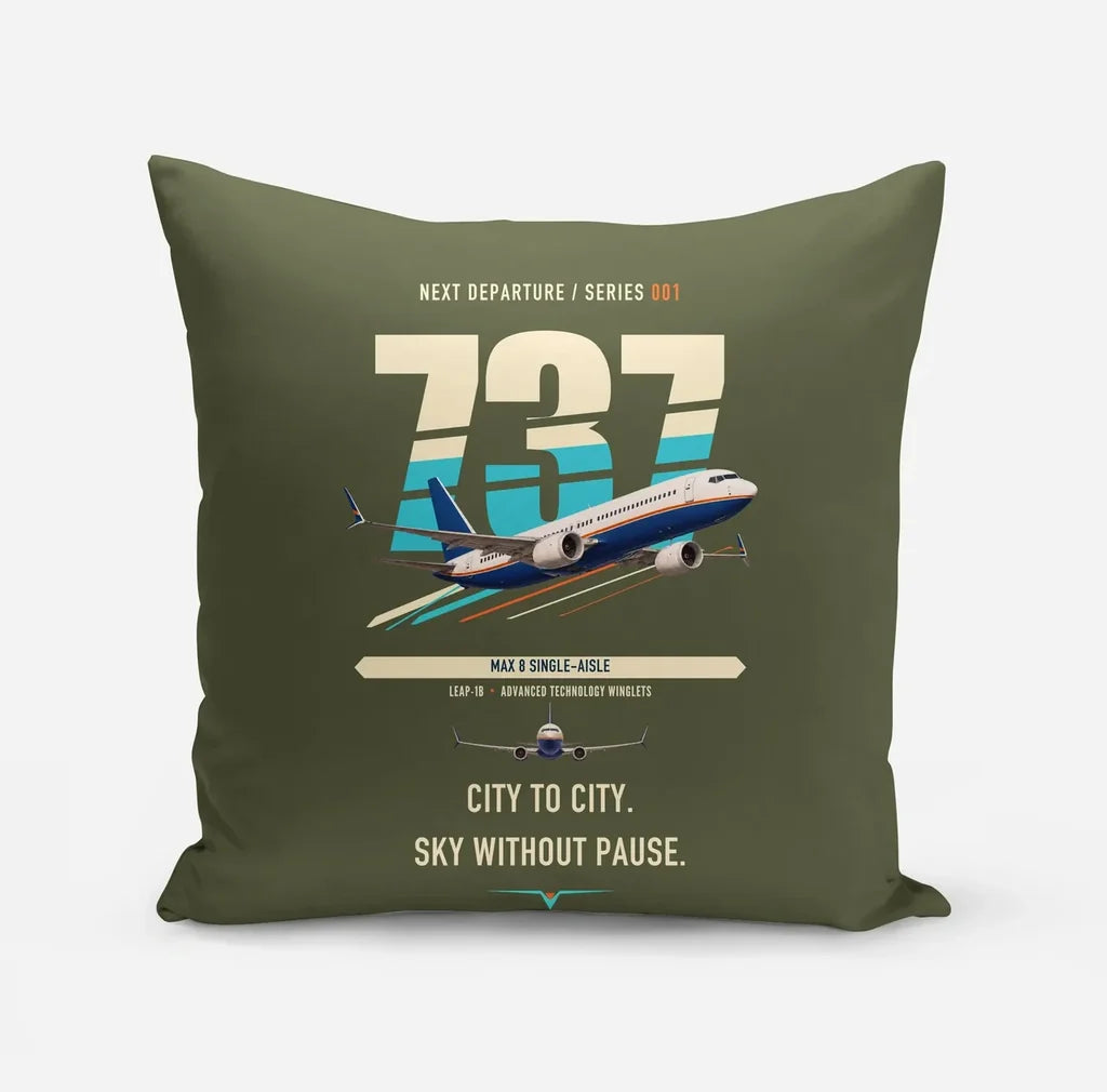 Boeing 737 MAX 8 design on green army pillow