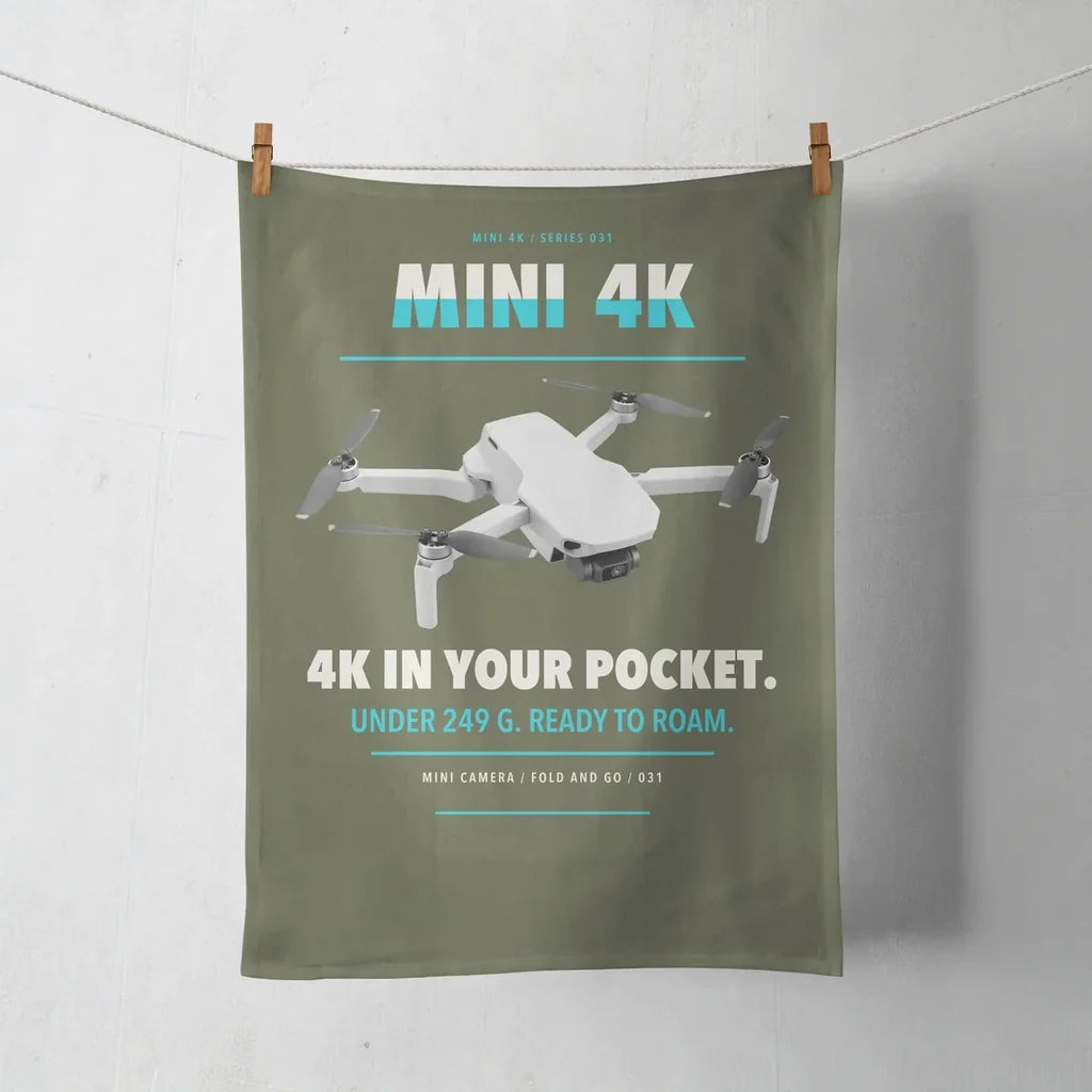 DJI Mini 4K design on green army towel