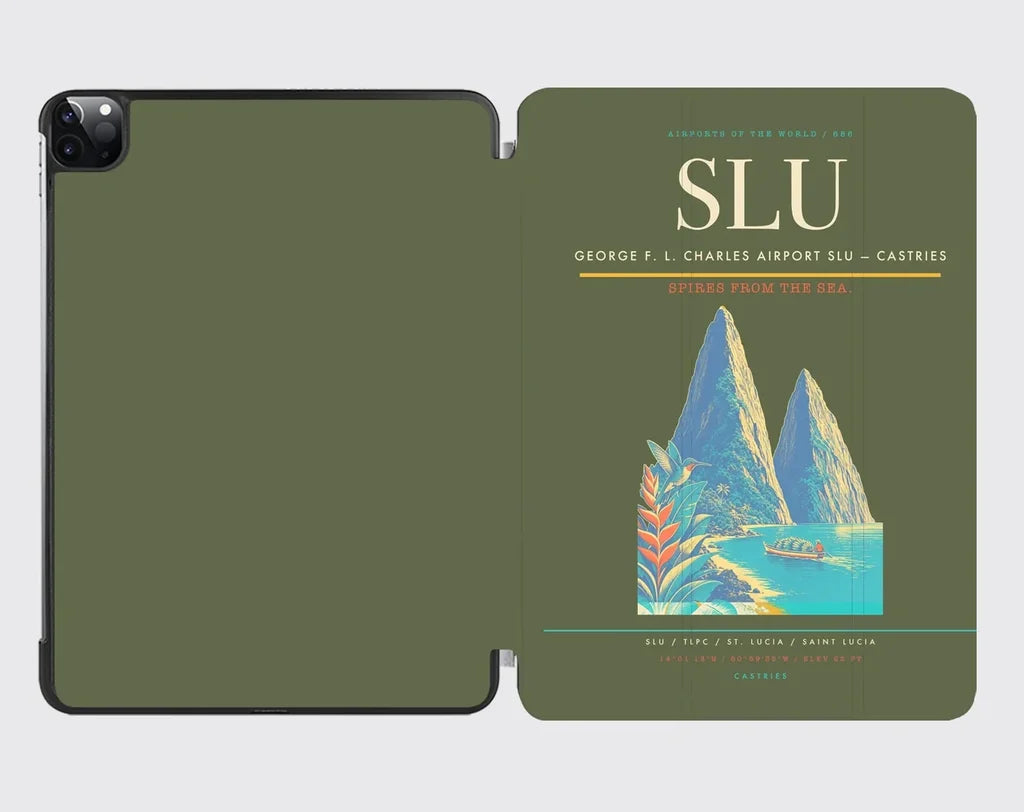 George F. L. Charles Airport (SLU) design on green army ipad tablet case