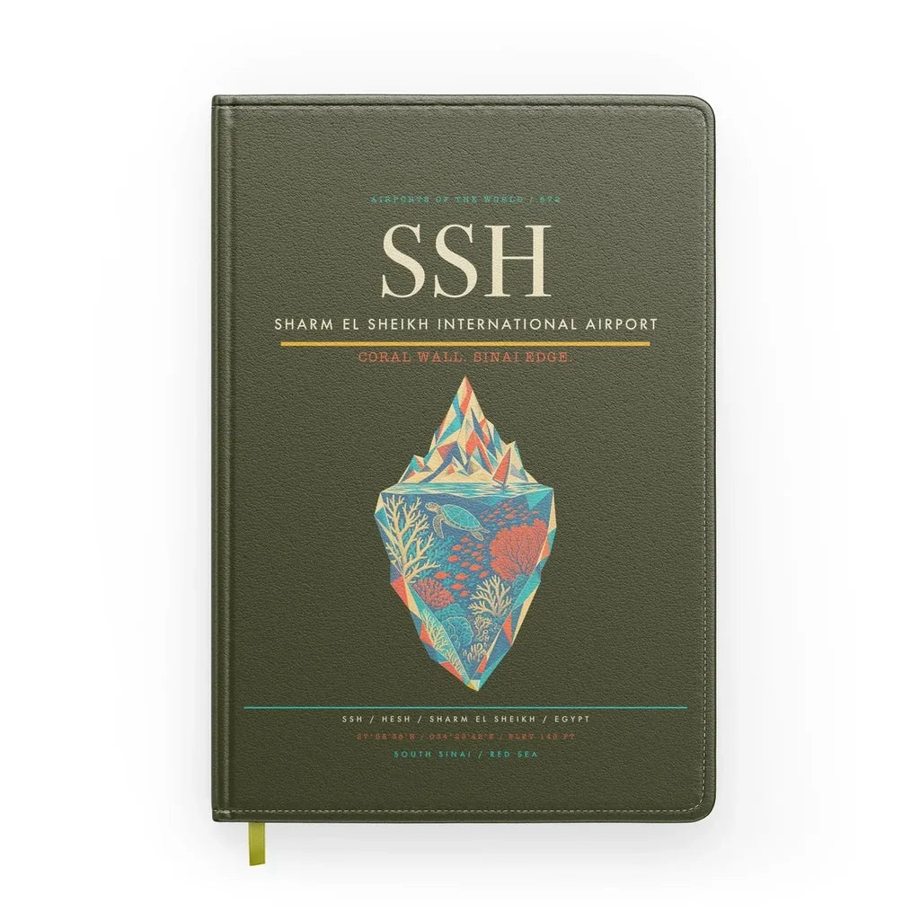 Sharm El Sheikh International Airport (SSH) design on green army notebook