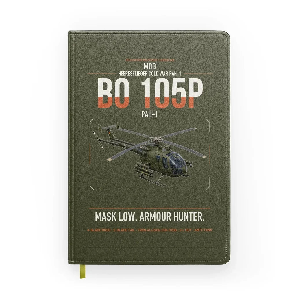 MBB BO 105P PAH-1 design on green army notebook